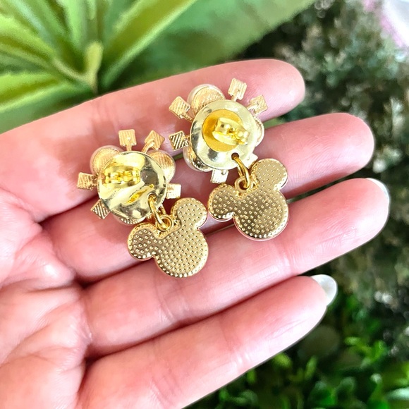 Cubic Zirconia and Pearl Pink Mickey Earrings - Picture 5 of 5